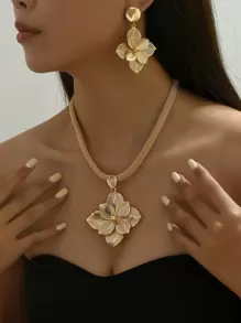 3 pièces/set Ensemble de bijoux de mariée magnifique avec collier et boucles d'oreilles à fleurs. Cadeau pour la Saint-Valentin, Maman, Mère, Fête des Mères.