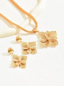 3 pièces/set Ensemble de bijoux de mariée magnifique avec collier et boucles d'oreilles à fleurs. Cadeau pour la Saint-Valentin, Maman, Mère, Fête des Mères.