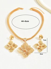 3 pièces/set Ensemble de bijoux de mariée magnifique avec collier et boucles d'oreilles à fleurs. Cadeau pour la Saint-Valentin, Maman, Mère, Fête des Mères.