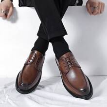 Mùa thu Phong cách Nâu Coa dây Nam Giày cưới nam , Giày cưới - màu nâu - Xem 4