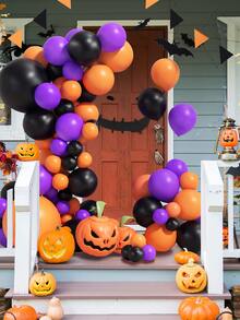 萬聖節氣球花環拱門套件,含 125 個黑色、橙色、紫色乳膠氣球、裝飾五彩紙屑和五色紙飄帶,適合女孩、男孩萬聖節家庭派對裝飾和攝影道具 - 彩色 - 查看 5