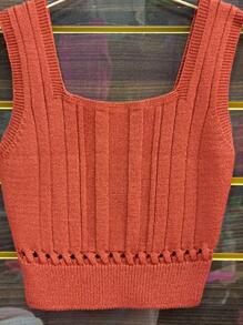 Women Knit Tops - Burnt Orange - View 2