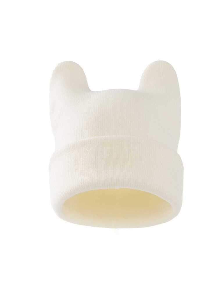 1pc Women's Solid Color Warm Knitted Hat With Bunny Ears For Travel And Leisure, Suitable For Daily Use