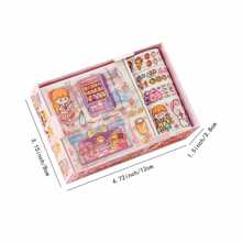 4盒/套可愛和紙膠帶&貼紙禮盒,適用於手帳,充滿新鮮卡通貼紙收藏,帶有菲林捲的新鮮卡通貼紙收藏 - 淺粉色 - 查看 10