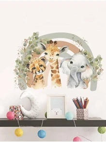 SURELIFE 1入組卡通動物彩虹波西米亞牆貼乙烯基貼花兒童房間裝飾 - 彩色 - 查看 5
