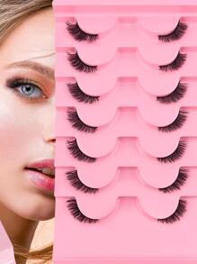 7对10毫米猫眼款超长假睫毛，仿貂毛睫毛条，假睫毛 - 黑色 - 查看 2