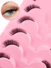 7对10毫米猫眼款超长假睫毛，仿貂毛睫毛条，假睫毛 - 黑色 - 查看 3