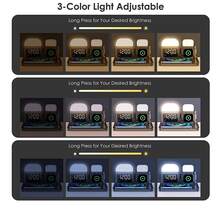 1件套黑色多功能無綫充電支撐架適用於,適用於iphone三星HUAWEI和帶無綫充電功能,帶鬧鐘和可調亮度顏色小夜燈,數據線管理適用於書桌(帶電源適配器) - 黑色 - 查看 6