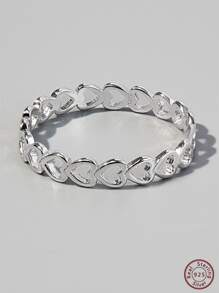 愛心設計銀婚戒適合女士新娘婚禮精細首飾類 - 銀色 - 查看 6