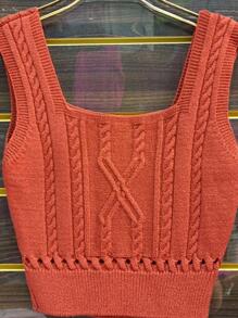 Women Knit Tops - Burnt Orange - View 1