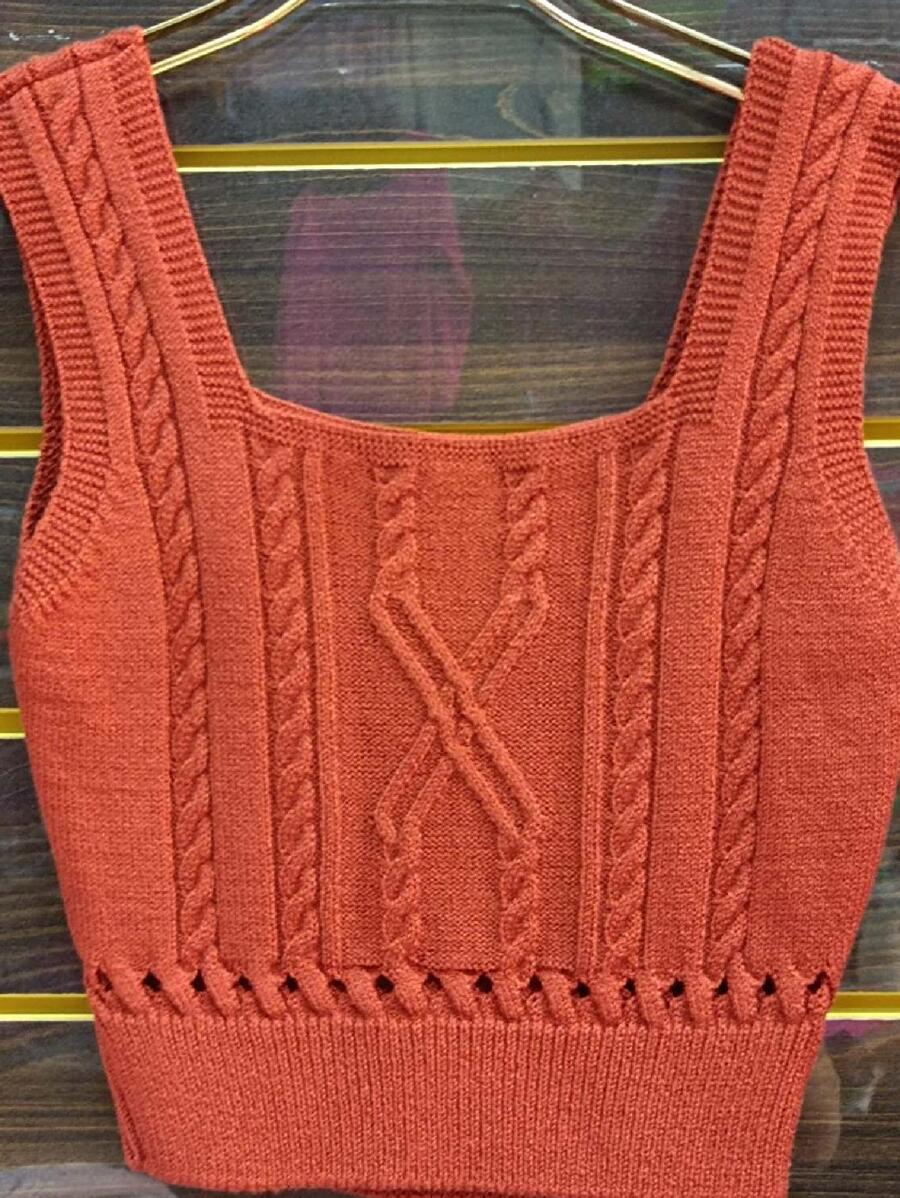 Women Knit Tops - Burnt Orange - View 1