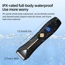 男女體毛修剪器、manscape 男士修剪器、男士陰毛修剪器、男士陰毛修剪器、體毛美容器、防水男性衛生剃須刀、電動腹股溝毛髮修剪器 - 黑色 - 查看 4