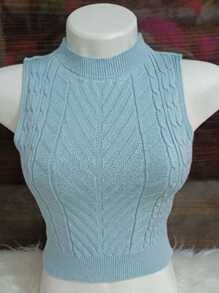 Women Knit Tops - 淺藍色 - 查看 1