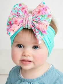 1 件裝嬰兒可愛蝴蝶結花卉髮帶 - 薄荷綠 - 查看 2