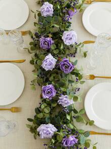 1pc 190cm Violet Silk Cloth Jasmine Vine For Home Decor, Wedding Decor, Table Centerpiece, Party Decoration, Holiday Decoration - Purple - View 8