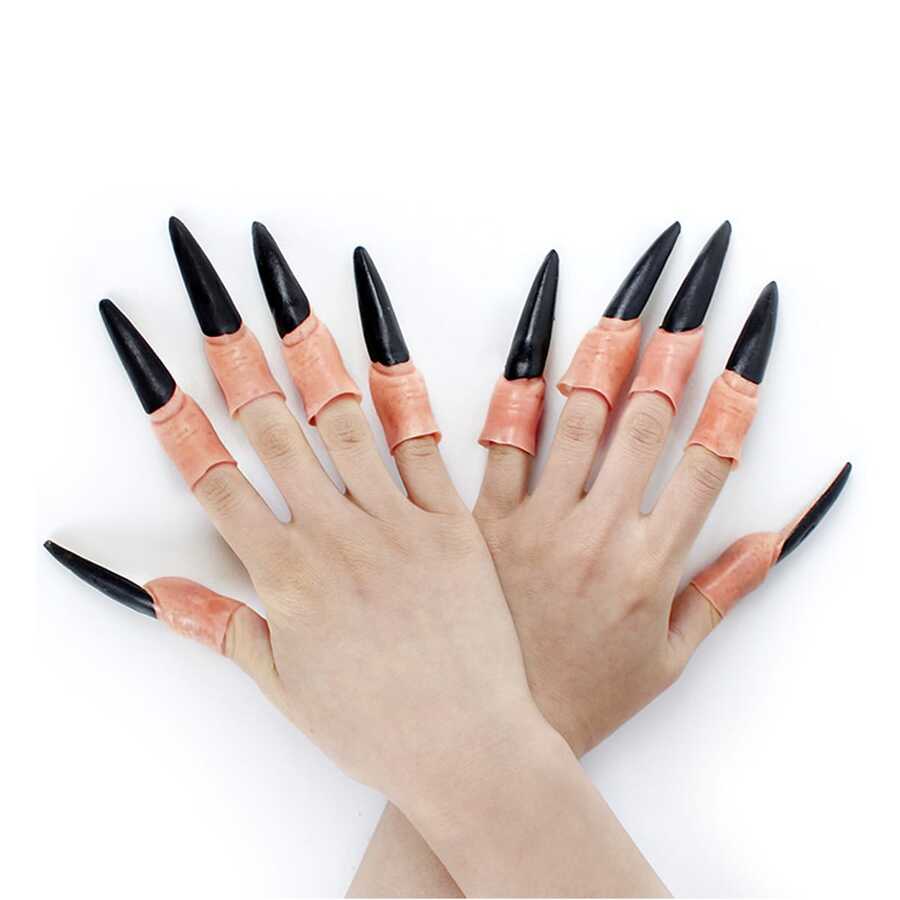 1 set Halloween Adorno vampiro & zombi Uñas postizas para 10 dedos - Multicolor - Ver 1