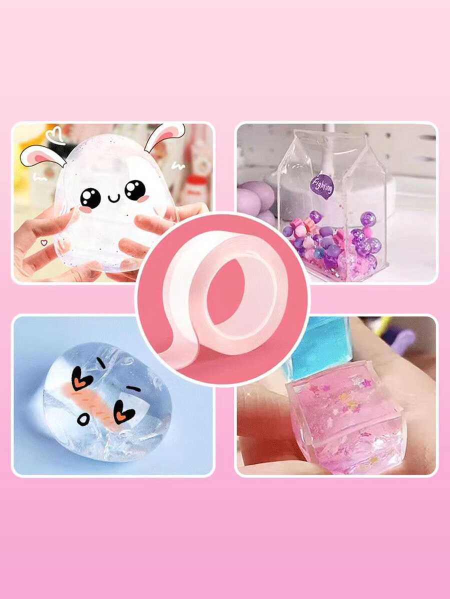 1 rollo transparente doble faz Adhesivo simple reutilizable Cinta nano de doble cara para aula