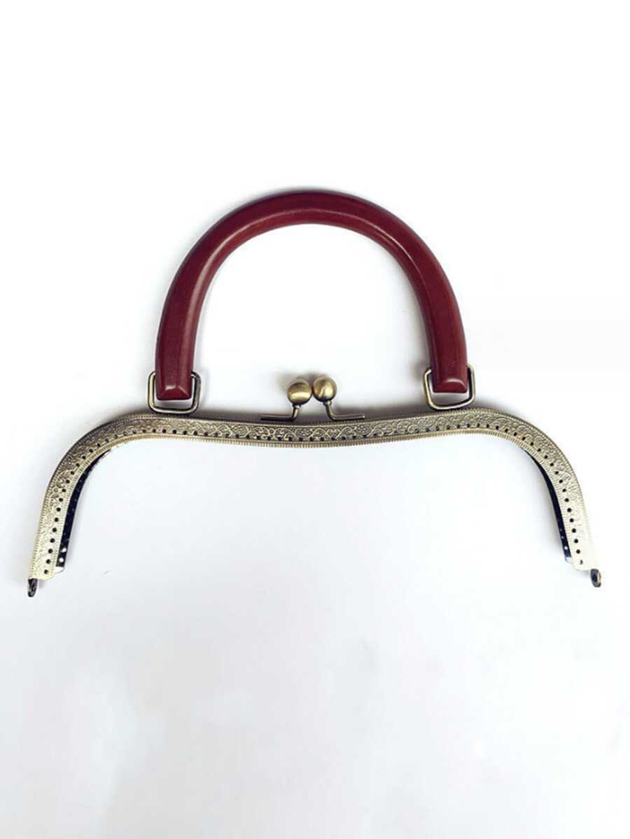 27cm Concave Wooden Handle With M Shape & Gold Tone Bracket For Diy Handbags - Coffee Brown - View 1