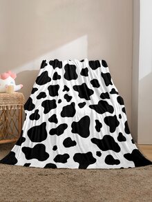 1 pieza Manta de franela con patrón de vaca cálido & acogedor para casa usar sofá & Cama - Multicolor - Ver 2