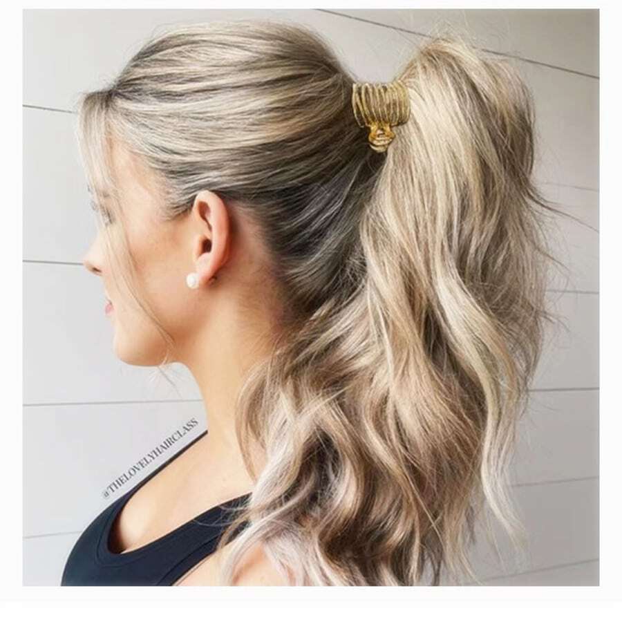 1 件女士中号金属发爪，适合高马尾，适合浓密长发 - 金色 - 查看 1