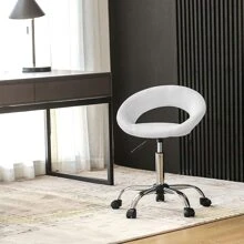 Adjustable Swivel Work Stool Task Chairs,White Massage Salon Home Office Facial Spa Medical Chair Stool Backrest Cushion & Wheels