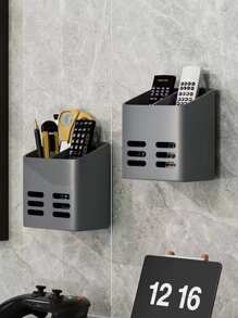 1入組壁掛式儲物架，帶瀝水籃，適用於餐具、刀叉、梳子、化妝品、遙控器、眉筆、鋼筆、刷子、剃須刀；適用於廚房、浴室、衛生間、梳妝台、客廳 - 灰色 - 查看 7