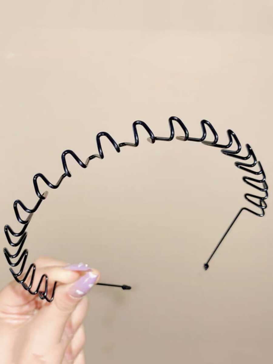 1pc Men's Simple Metal Sports Headband For Daily Wear And Washing Face - Black - View 1