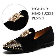 Men Loafers Dress Shoes Wedding Shoes For Men Slip-On Shoes Size 8 - màu đen - Xem 3