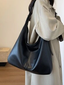 Túi đeo vai đơn giản màu đen thời trang, có thể đeo chéo - màu đen - Xem 2