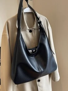 Túi đeo vai đơn giản màu đen thời trang, có thể đeo chéo - màu đen - Xem 6