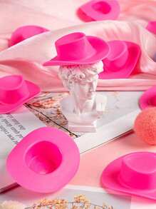 10pcs Mini Cowboy & Straw Hat Bottle Decorations - Pink - View 6