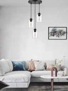 Industrial 3-Light Pendant Light - Black - View 6