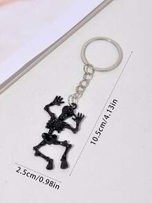 1 件男士万圣节合金骷髅钥匙扣适合日常使用圣诞礼物创意包袋配件挂绳带身份证夹汽车配件包饰 - 黑色 - 查看 2