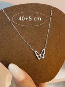 1 Miếng Đúng mốt Hình bướm Vòng cổ mặt dây chuyền Với Thiết kế rỗng , Thích hợp Đối với Của phụ nữ Mặc hàng ngày - Bạc - Xem 4