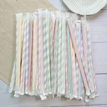 100 Piezas Popotes De Papel Desechables Envueltos Individualmente Con Patrones Aleatorios Para Bebidas Y Cócteles, Ideal Para Fiestas De Cumpleaños, Bodas, Aniversarios, Día De San Valentín Y Otros Festivales - Multicolor - Ver 2