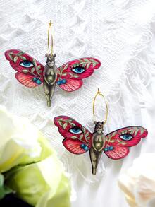 Beautiful Butterfly Earrings - Hot Pink - View 2