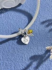 1入組愛心蜜蜂吊墜珠子,適用於女士飾品手鏈和項鏈配件,s925純銀精美珠寶製作