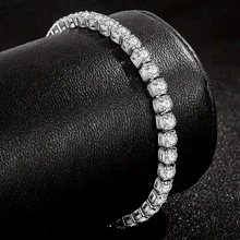 1 Pieza Pulsera De Cadena De Tenis De Acero Inoxidable Para Hombres Y Mujeres Con Cierre De Garra, Elegante Piedra De Circonita Cúbica, Regalo Para Festivales
