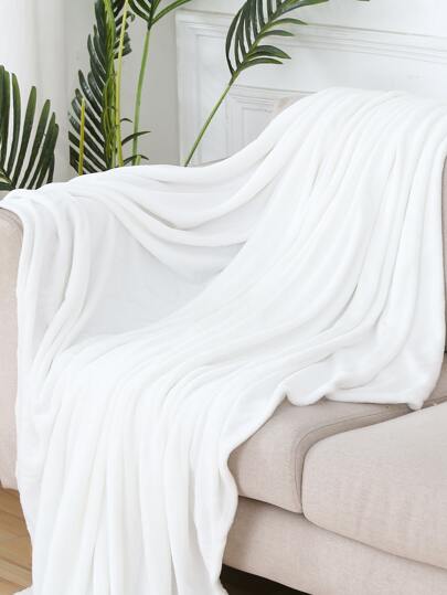 1pc White Throw Blanket for Couch,Soft Fuzzy Fluffy Blanket for Bed and Sofa