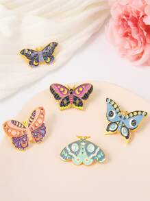 5 Piezas Insignias De Esmalte Con Diseño De Bruja Y Mariposa Personalizadas, Broches De Polillas Con Fases De La Luna, Broches De Solapa Y Parches, Joyería Punk Gótica E Insectos, Regalo Para Amigos - Multicolor - Ver 7