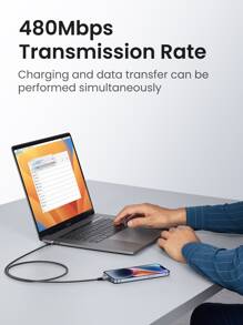 Cable UGREEN MFI PD 20W compatible con iPhone14 13 Pro Max 12 Pro Max 11 Pro, cable USB C a Lightning de carga rápida PD, sincronización de datos, trenzado de nailon, carga rápida certificada MFi - Negro - Ver 8