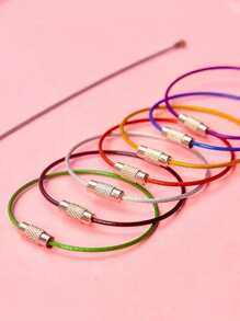 5件创意彩色不锈钢钥匙扣、汽车钥匙圈、钥匙扣、DIY饰品制作线绳吊坠，颜色随机发货 - 为您的钥匙增添色彩！休闲汽车配饰包袋，魅力学院风，可爱哥特风，Y2K风格