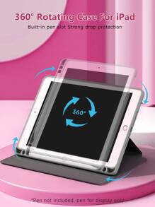 Love Case Compatible With IPad 10.2 Inch ,TPU Shockproof Frame Cover,Built-In Pencil Holder - Pink 360° Rotating - View 9