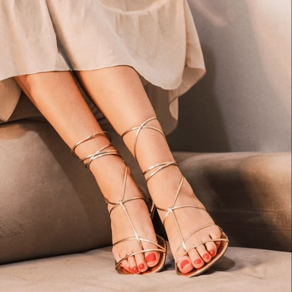 Women Flat Sandals - Vàng - Xem 1