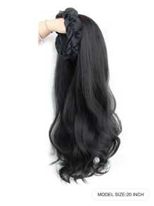 褶皱发箍头带假发 合成女士头带假发 适合 无替换长波浪头带假发