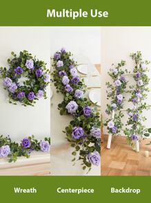 1pc 190cm Violet Silk Cloth Jasmine Vine For Home Decor, Wedding Decor, Table Centerpiece, Party Decoration, Holiday Decoration - Purple - View 4