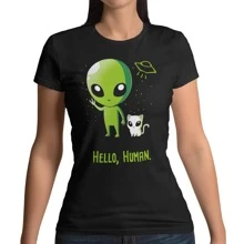 Playera Alien y Gato Dama - Negro - Ver 1