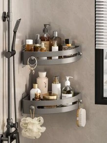 Gun Gray Bathroom Storage Tripod Single Layer - Grey - View 2