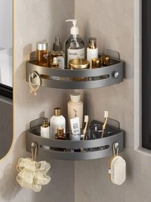 Gun Gray Bathroom Storage Tripod Single Layer - Grey - View 1