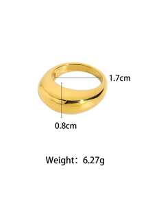 Uworld 1pc Smooth Waterproof Arc Shape Bold Geometric Ring Minimalist Punk Jewelry Stainless Steel Chunky Finger Rings Women Daily Wearing
